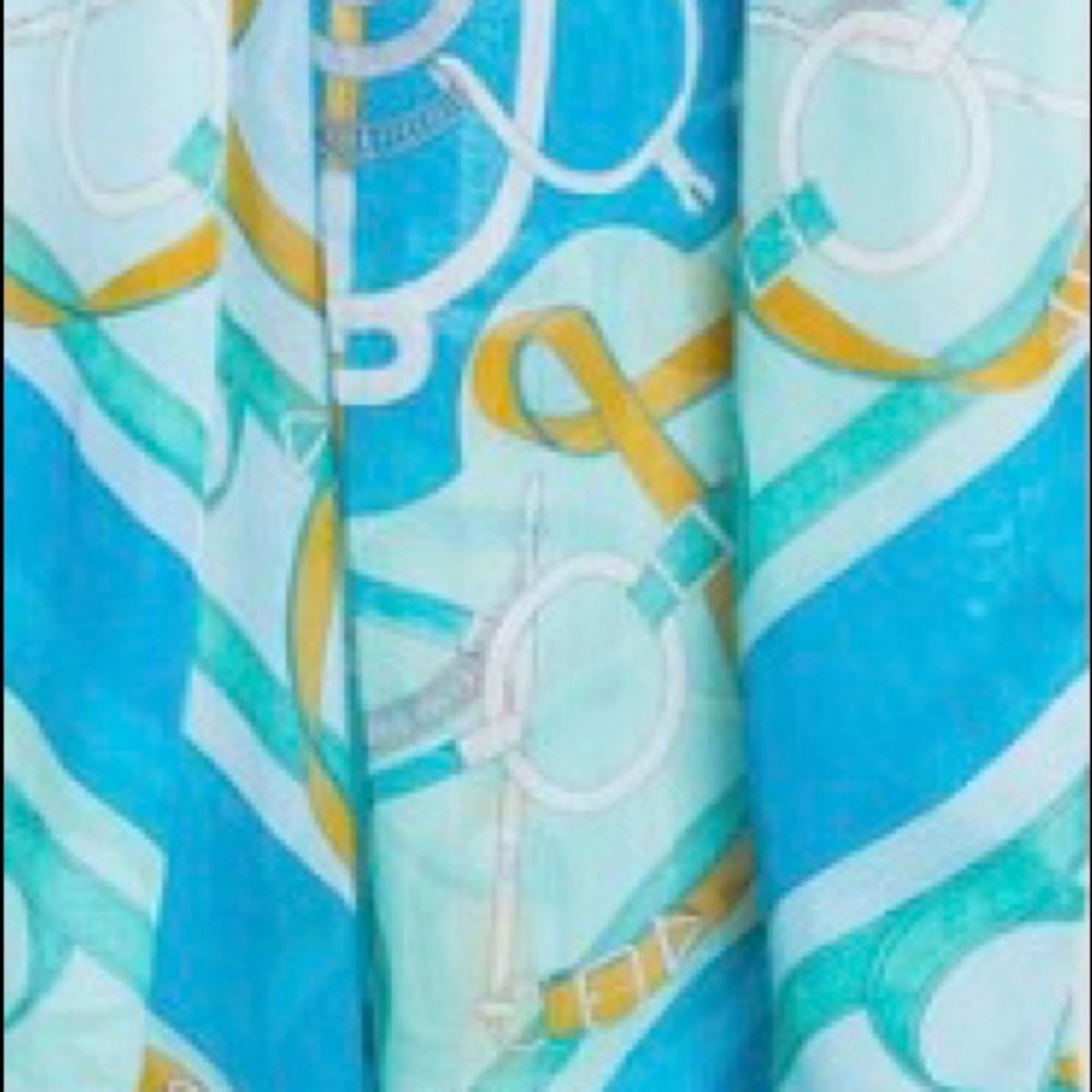 Hermès scarf- turquoise, gold and white. NWT